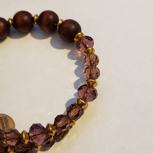 Alex and Ani Beaded Wood Beads & Pinkish Purple Beaded Wrap Gold Vintage     82 - Picture 3 of 10